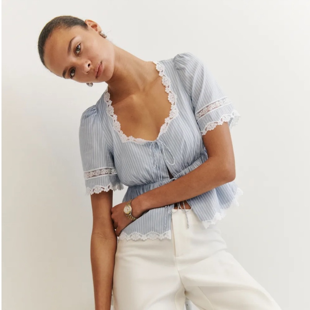 LIKE NEW REFORMATION Margot Top, Bueno Stripe, size M - Picture 2 of 10